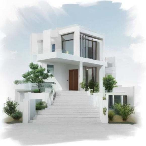 HANDCRAFTED Contemporary White Architectural Model digital art print NWT - Picture 1 of 9